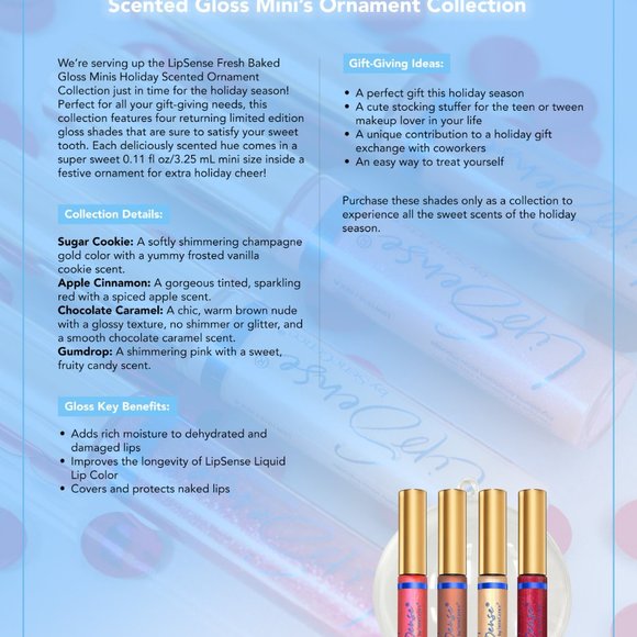 FRESH BAKED SCENTED GLOSS LIPSENSE® MINI’S ORNAMENT COLLECTION (LIMITED EDITION) - Picture 2 of 13